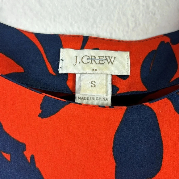 J. Crew Floral Top Red Blue Round Neck Short Sleeve Blouse size Small - Picture 4 of 8
